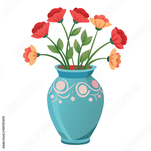 Ceramic Realistic vase for flowers, isolated on a white background.