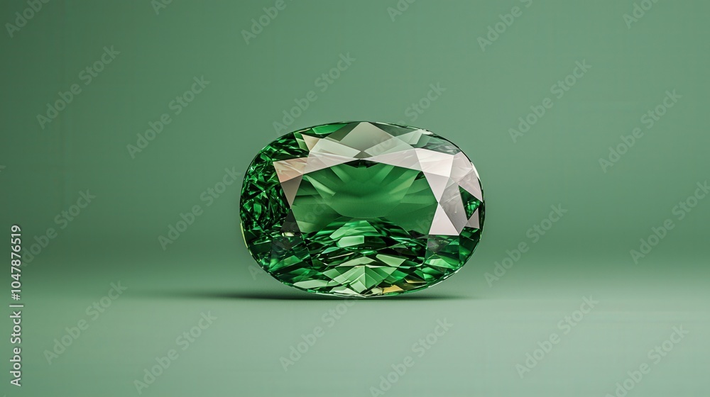 Fototapeta premium Exquisite green gemstone on elegant minimalist background
