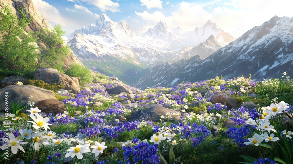 Fototapeta premium alpine meadow with flowers