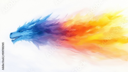 Vibrant dragon portrait with fiery colors and textured brushstrokes