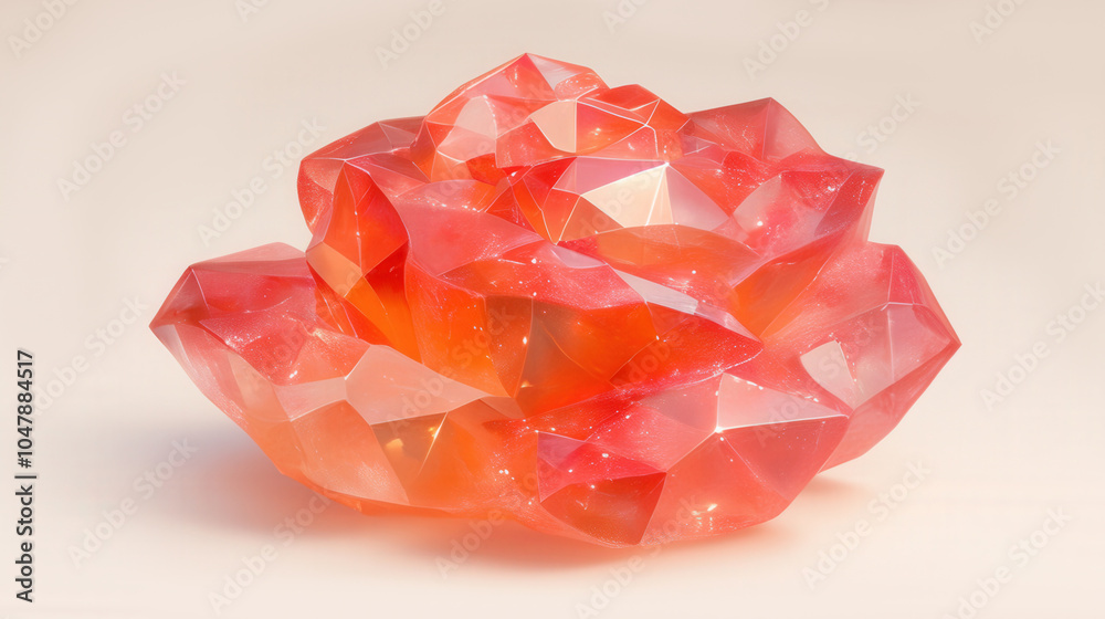 Geometric crystal rose: vibrant faceted artistry in modern design