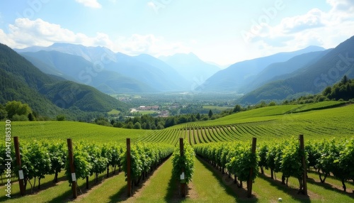  Bountiful vineyard under a clear sky