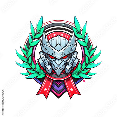 Cyberpunk Robot Head Logo Design photo