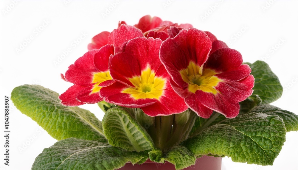 Primrose red on white background isolated. Beautiful flower. Primrose red on white background isolated. Beautiful flower.