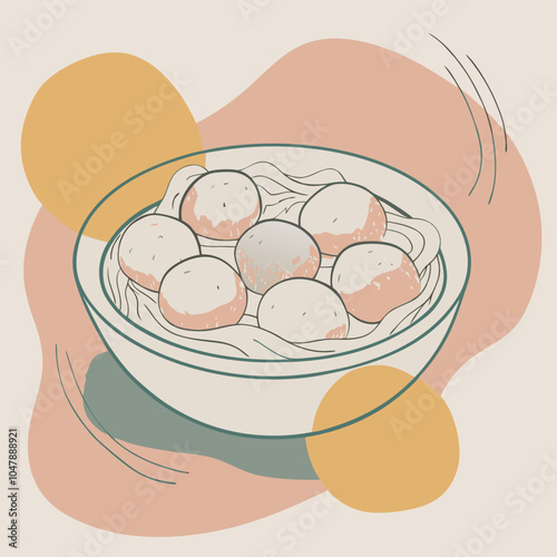 Meat ball Indonesian food vector illustration isolated on a white background