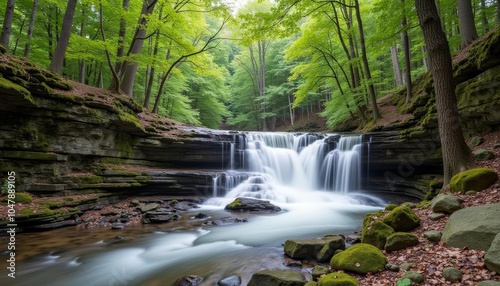  Natures serene beauty  A waterfall in a lush forest
