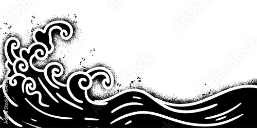Spray Painted Graffiti Japan Ocean Sea Wave icon isolated on white background.