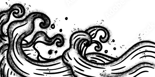 Spray Painted Graffiti Japan Ocean Sea Wave icon isolated on white background.