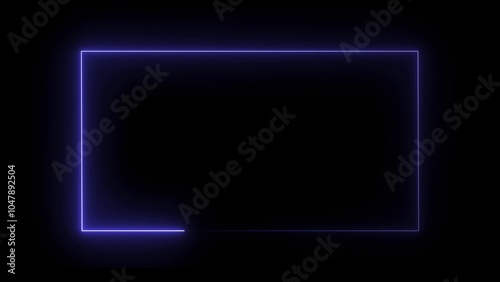 Neon Rectangle Border .Blue and pink neon rectangle frame. Black background 4k animation	