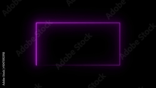 Abstract glowing neon rectangle border frame , Animation of glowing neon rectangles abstract background. Abstract neon light rectangle frame and seamless loop pattern animation.