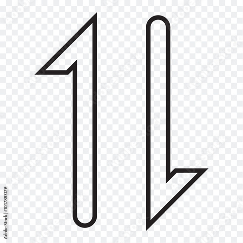 Data transfer arrows icon vector. Recycling, exchange, left and right and direction sing, up and down symbol arrow icon in transparent background. Vector illustration.