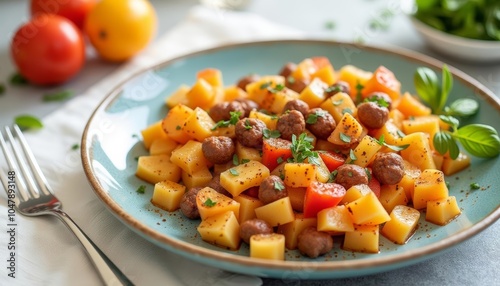  Deliciously colorful fruit and meat salad