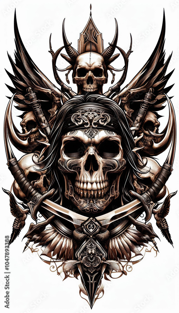 Fototapeta premium TRIBAL TATOO トライバル タトゥ 刺青 ドクロ 海賊