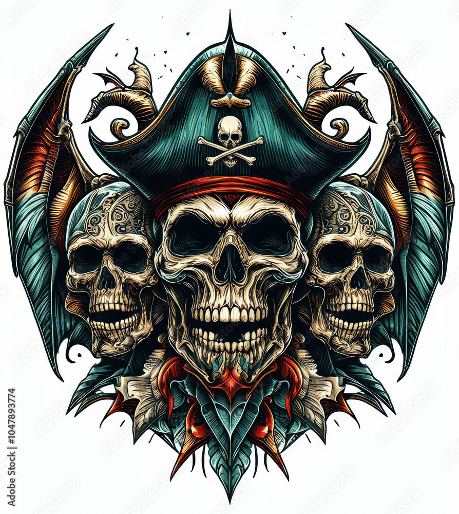 Fototapeta premium TRIBAL TATOO トライバル タトゥ 刺青 ドクロ 海賊