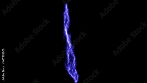 Lightning crack overlay effect black screen. electric shock, Lightning Strikes on Black Background