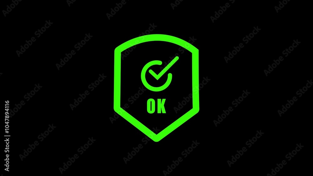 Security check Icon. Tick mark approved icon. 4K Video motion graphic. shield with check mark. Radiance from rays around symbol Security check Icon. Tick mark approved icon. 4K Video motion graphic. shield with check mark. Radiance from rays around symbol