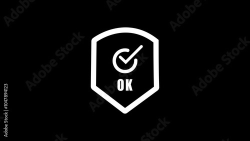 Security check Icon. Tick mark approved icon. 4K Video motion graphic. shield with check mark. Radiance from rays around symbol