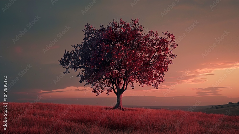 Solitary Tree at Sunset - Landscape Photography Solitary Tree at Sunset - Landscape Photography