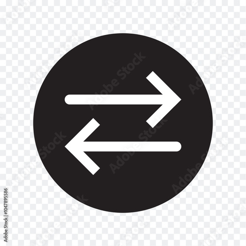 Data transfer arrows icon vector. Recycling, exchange, left and right and direction sing, up and down symbol arrow icon in transparent background. Vector illustration.