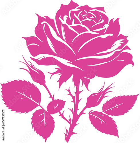 Rose voctor silhouette color flower illustration 26