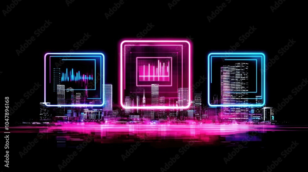Obraz premium Futuristic Neon Data Visualization and Digital Information Analysis