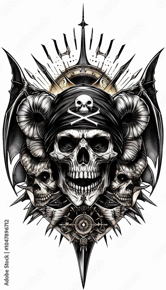 Fototapeta premium TRIBAL TATOO トライバル タトゥ 刺青 ドクロ 海賊