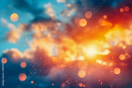 Vibrant Sunset With Magical Bokeh and Blurred Clouds