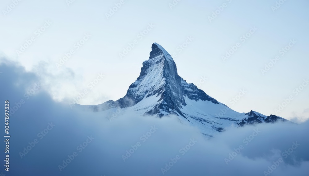 Majestic peak piercing the clouds Majestic peak piercing the clouds