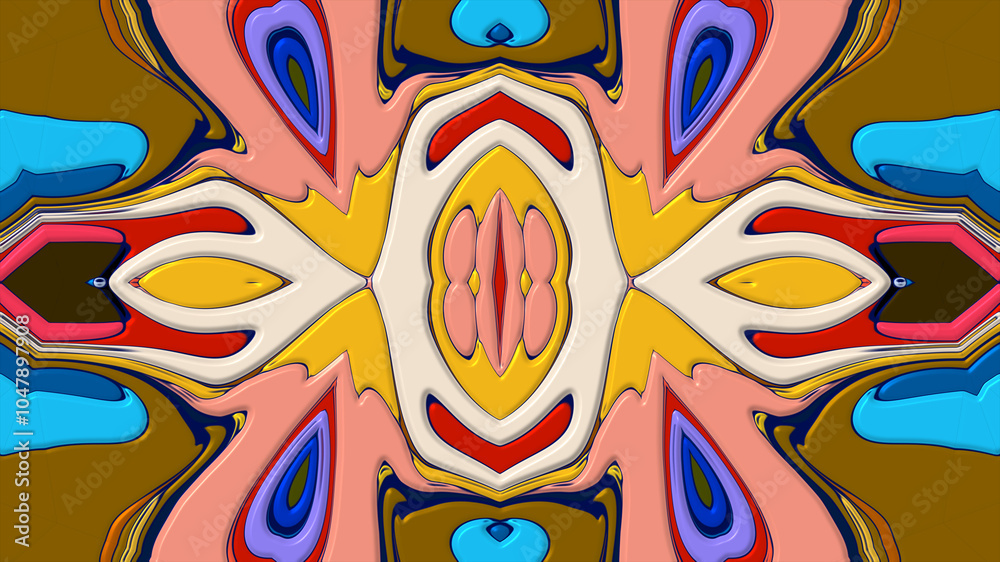 Fototapeta premium Colorful symmetrical abstract kaleidoscope background pattern for summer 