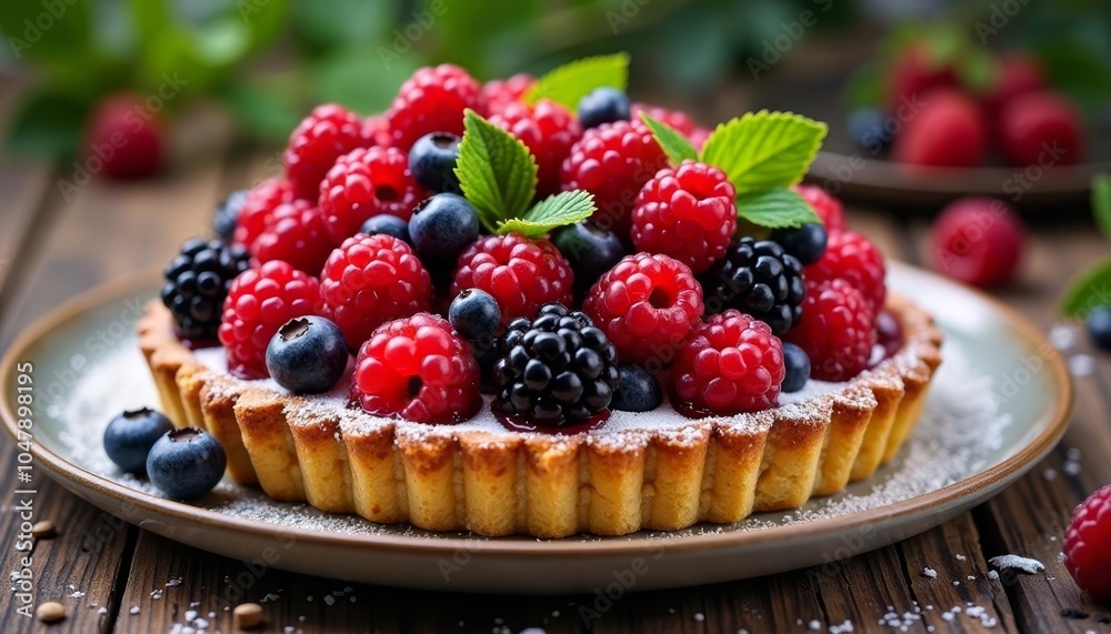 Deliciously fresh fruit tart ready to be savored Deliciously fresh fruit tart ready to be savored