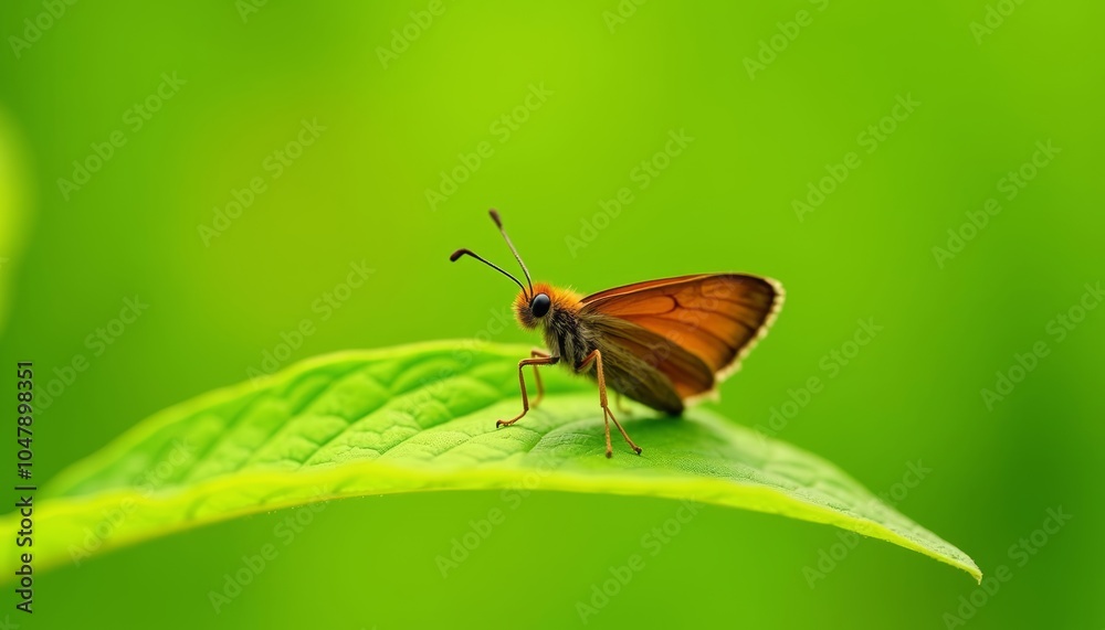 Obraz premium Natures beauty in focus A bee on a leaf