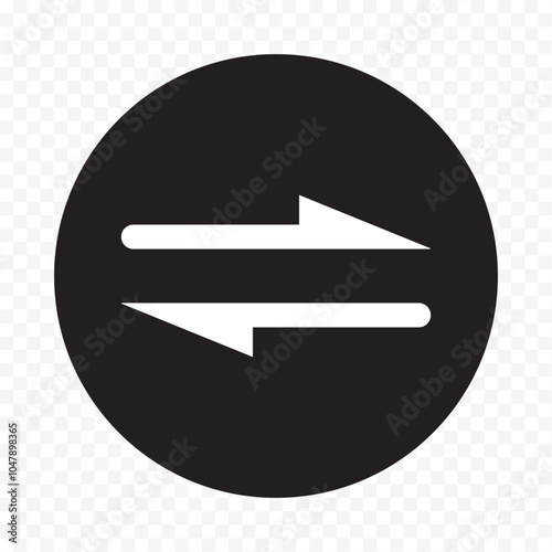 Data transfer arrows icon vector. Recycling, exchange, left and right and direction sing, up and down symbol arrow icon in transparent background. Vector illustration.