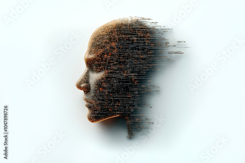 Digital Human Face Composed of Abstract Geometric Patterns photo