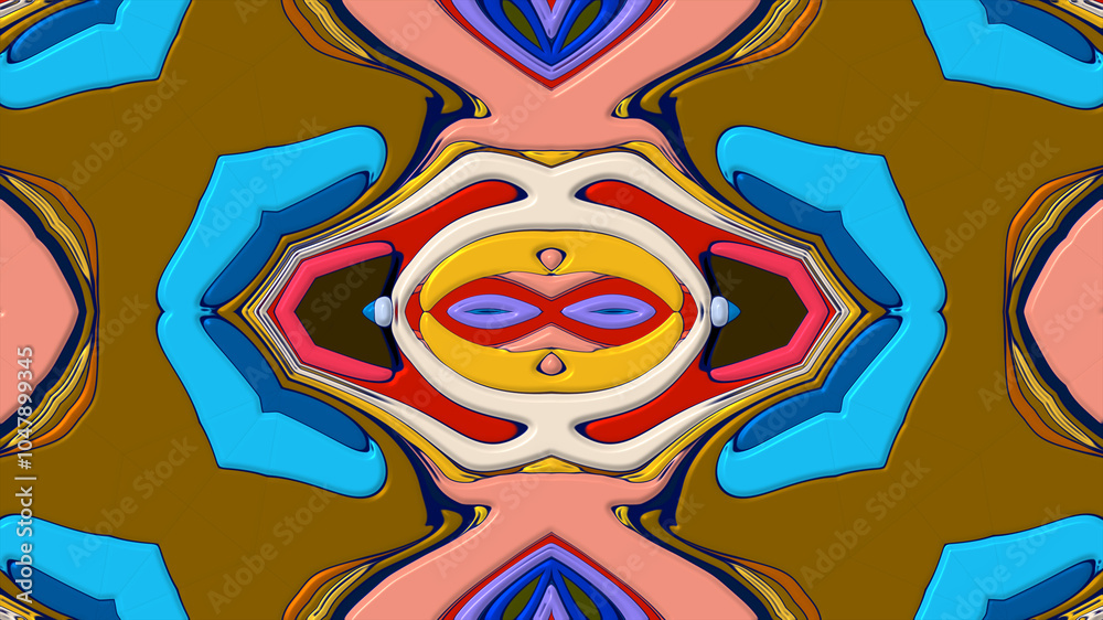 Naklejka premium Colorful symmetrical abstract kaleidoscope background pattern for summer 