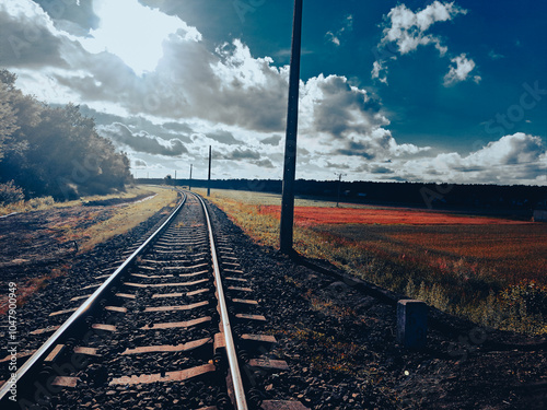 railroad tracks in the distance photo