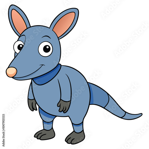 Adorable Blue Opossum Cartoon Character 