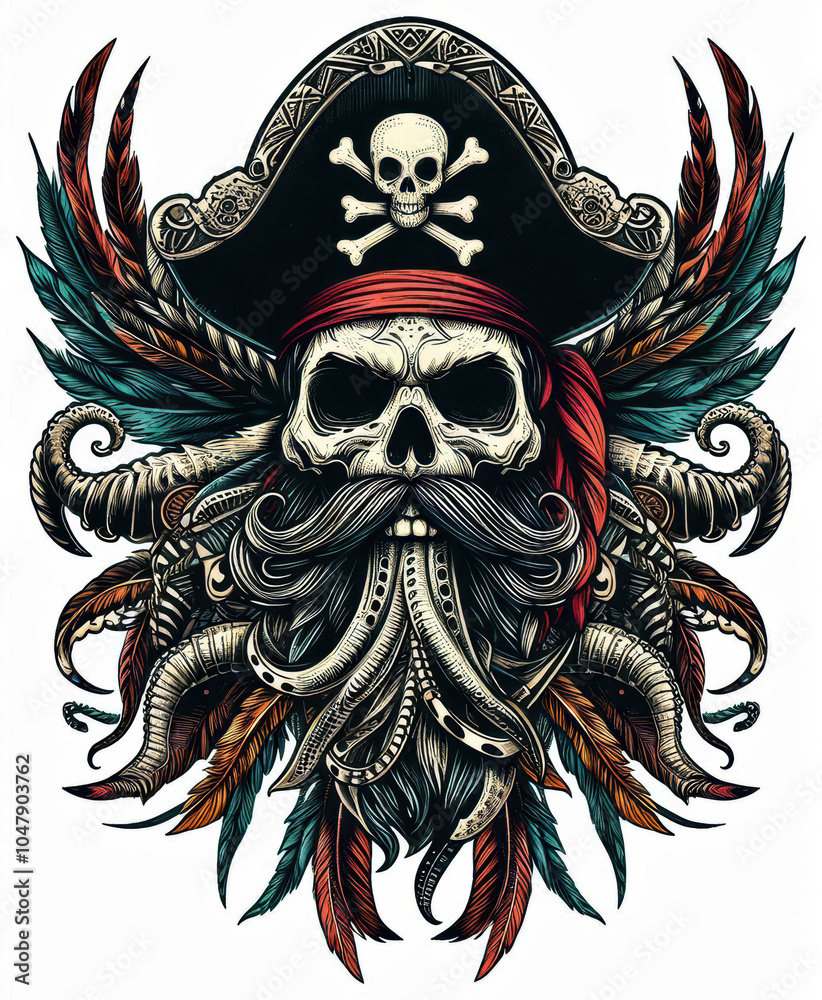 Fototapeta premium TRIBAL TATOO トライバル タトゥ 刺青ドクロ 海賊