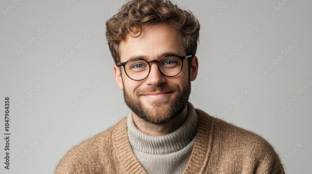 Obraz premium Smiling Man in Cozy Sweater