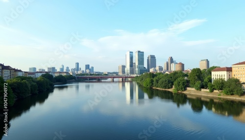  Elegant cityscape with serene river view