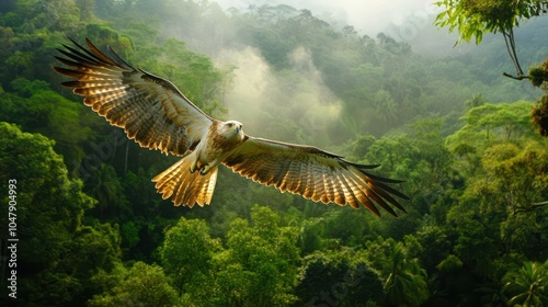 Majestic Philippine Eagle Soaring Above Treelines photo