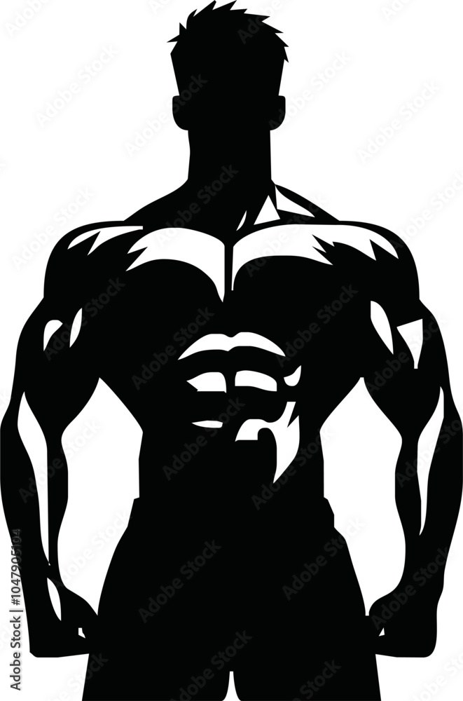 Fototapeta premium bodybuilder black and white silhouette illustration