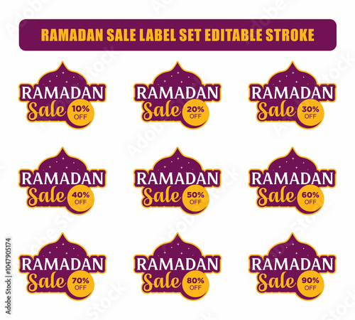 Ramadan sale discount label set vector	