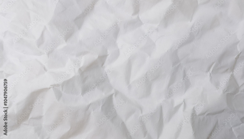 Obraz premium Crumpled white paper texture with abstract folds and creases.