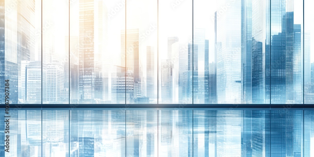 Modern office interior with city view through large window. Modern office interior with city view through large window.