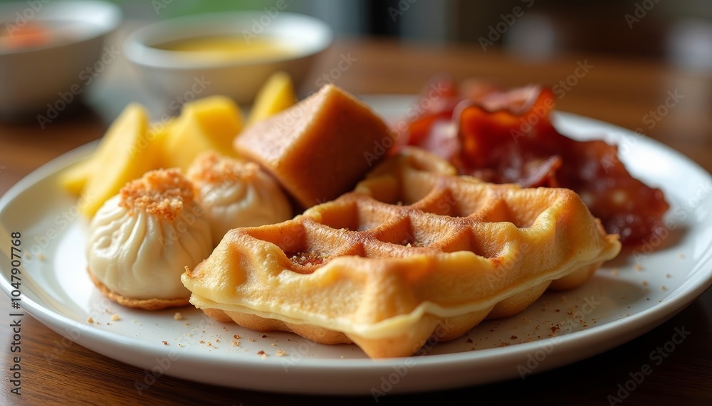 Delicious assortment of pastries and fruits on a plate Delicious assortment of pastries and fruits on a plate
