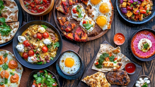 Breakfast Spread with Traditional and Contemporary Dishes