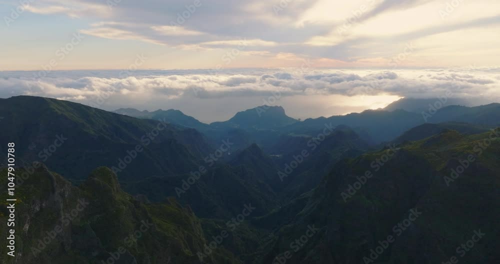 A Stunning Aerial View Captured From Pico Do Areeiro In Madeira, Portugal A Stunning Aerial View Captured From Pico Do Areeiro In Madeira, Portugal