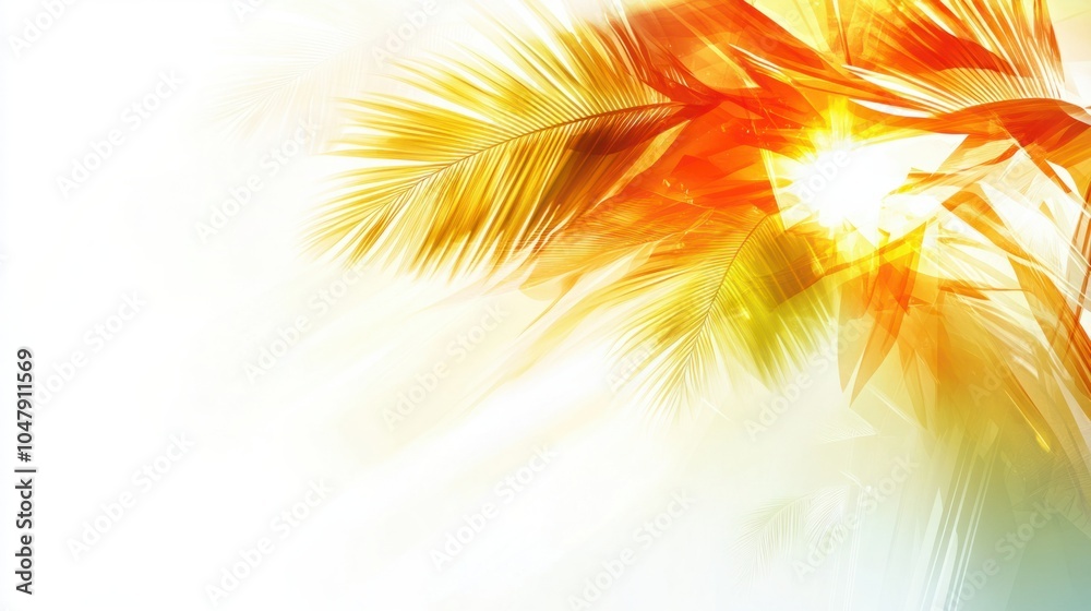Abstract tropical summer design with warm sunbeams and soft glowing beach elements, isolated on white Abstract tropical summer design with warm sunbeams and soft glowing beach elements, isolated on white