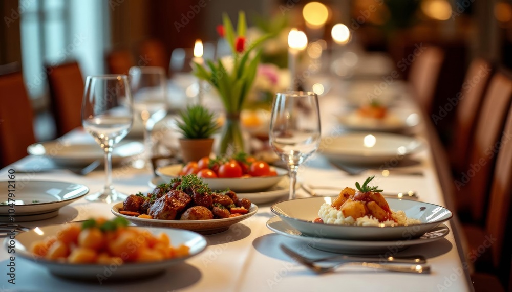 Fototapeta premium Elegant table setting ready for a feast