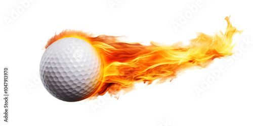 flaming golf ball on fire isolated no background